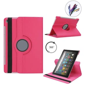 Capa Couro Premium 360 Fire HD 8 2022 + Caneta Pink