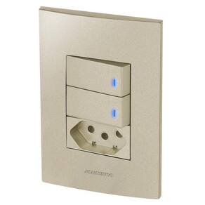 Conjunto 2 Interruptores Led + 1 Tomada 10A Inova Champanhe