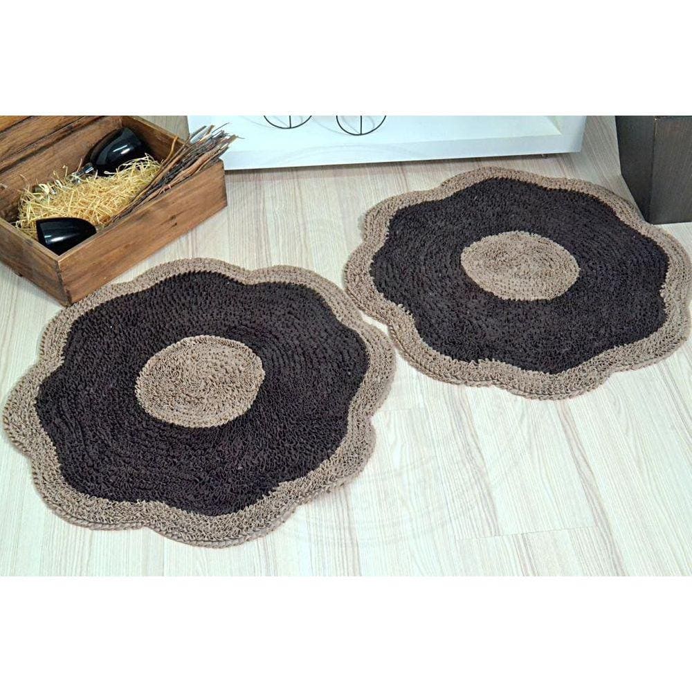 Par de Tapetes Maria Flor - Marrom e Bege
