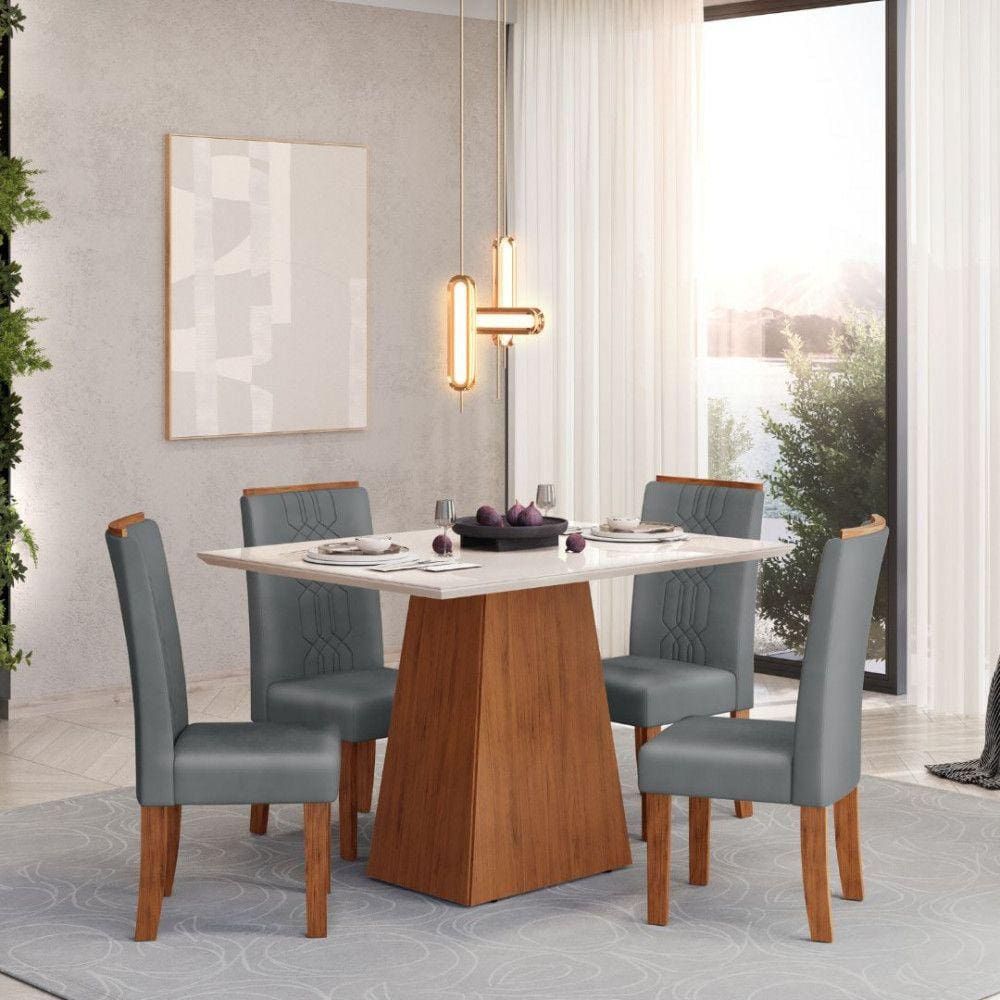 Conjunto de Mesa Dulce DJ 1,20X0,90 com 4 Cadeiras Zoe