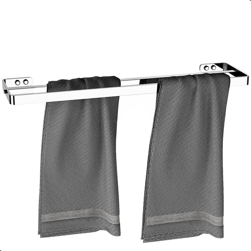 Porta Toalha Duplo Cromado Max 44cm - Alumínio e Aço Inox