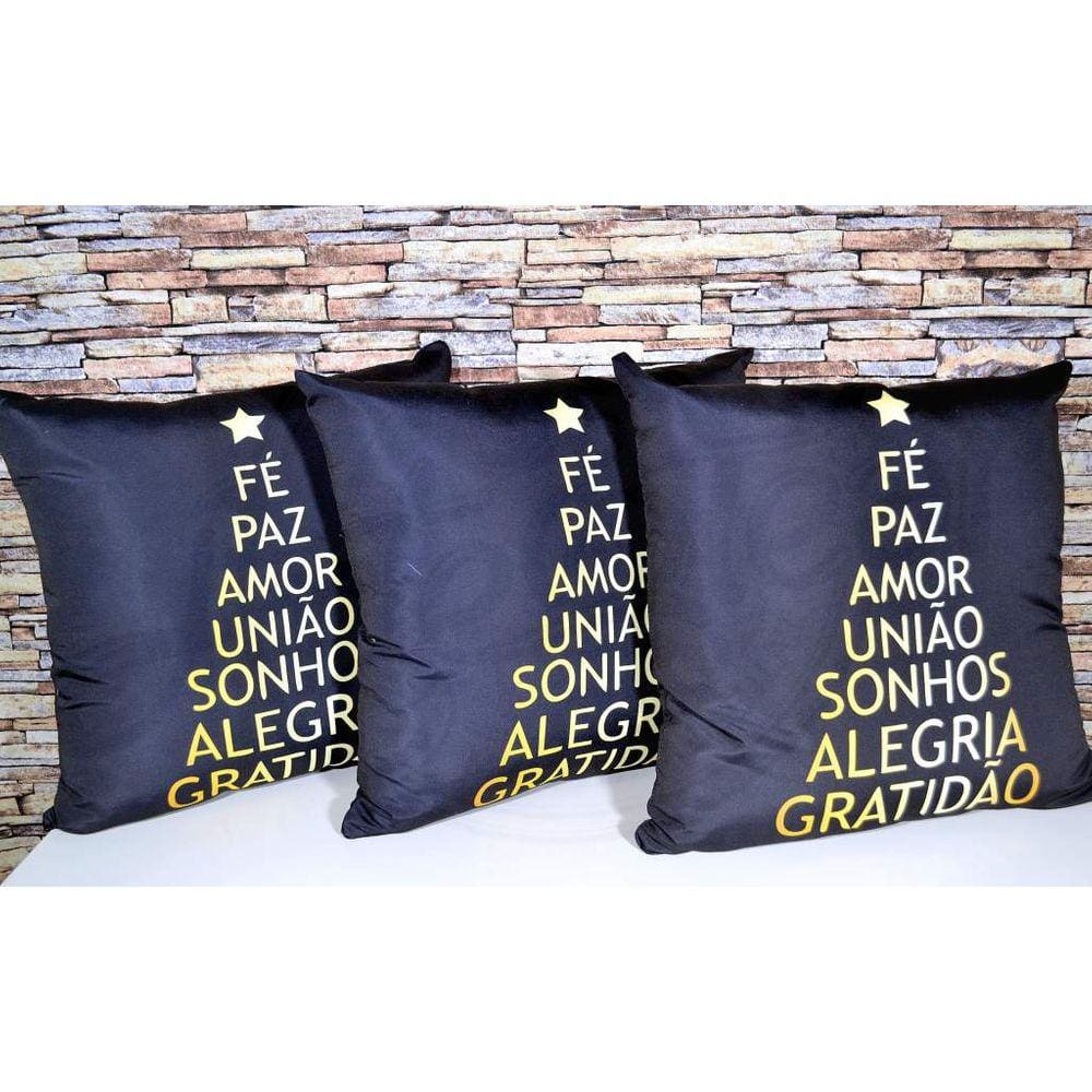 Capa de Almofada Natal - Preta e Dourada