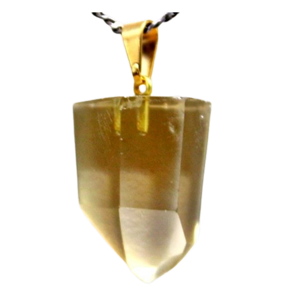 Colar Pontinha Pedra Citrino Natural Não Bombardeado Dourado