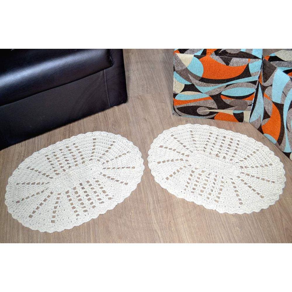 Par de Tapetes em Crochê Oval Liso - Amazonita