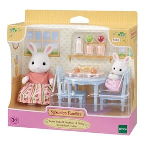 Sylvanian Families Mesa Café Da Manhã Mamãe Bebê Coelho Neve