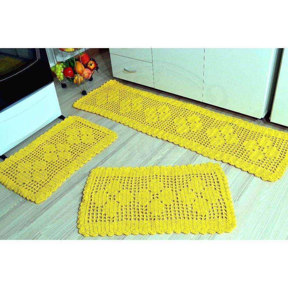 Jogo de Passadeira em Crochê Basic - Amarelo