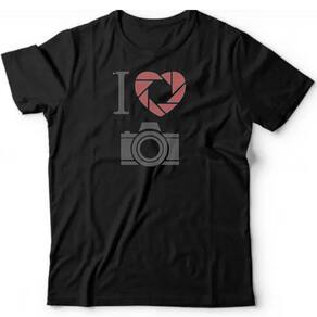 Camiseta algodão profissões - I love photographer