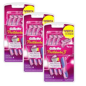 kit 3 Aparelhos De Depilação Gillette Prestobarba 3 Feminino Leve 4 Pague 3