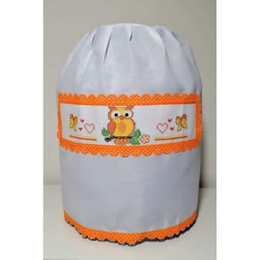 Capa de Botijão Branca - Corujinha em Laranja