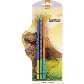 Kit Escolar 3 LÁPIS Estampados Raptors - Qualidade Excelente
