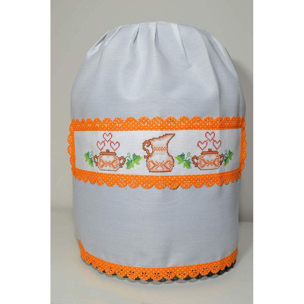 Capa de Botijão Branca - Jarro Laranja