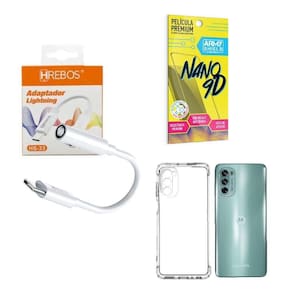 Capinha Motorola G62 + Adaptador P2 P Tipo C + Película 9D