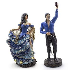 Kit Imagem Casal Cigano Luxo Azul Resina Médio