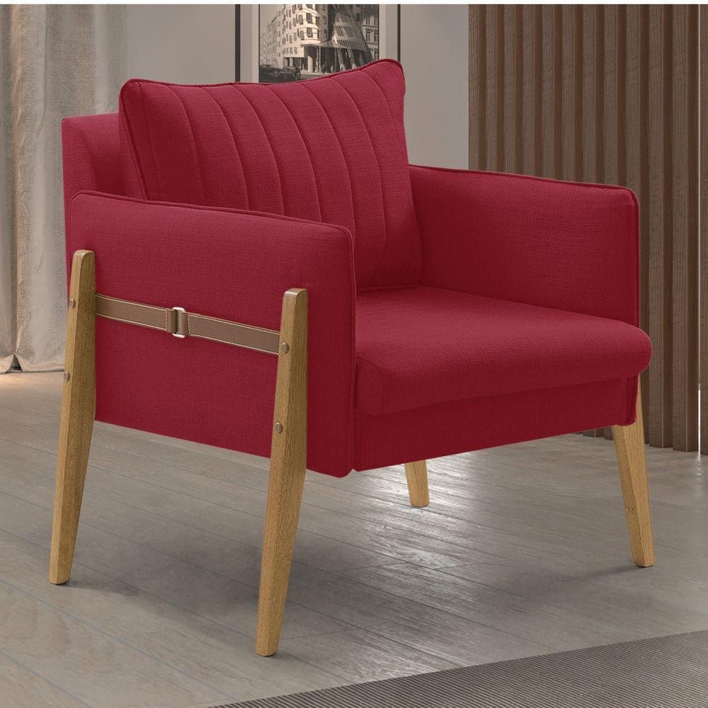 Poltrona Decorativa para Sala de Estar Orion Vermelho