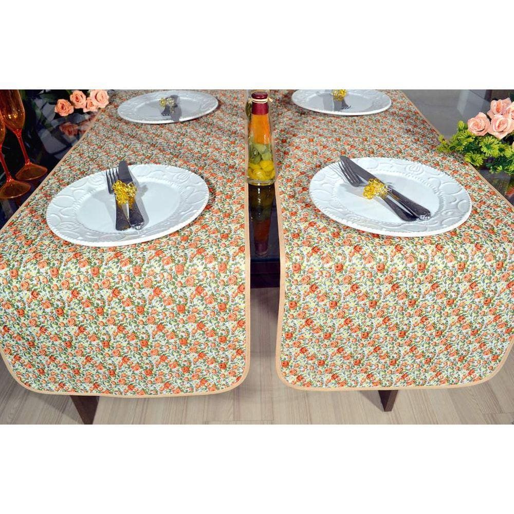 Caminho de Mesa Matelado  - Floral Laranja