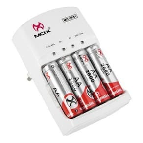 Carregador AA Mox MO-CP51 + 4 Pilhas 2600mAh Bivolt