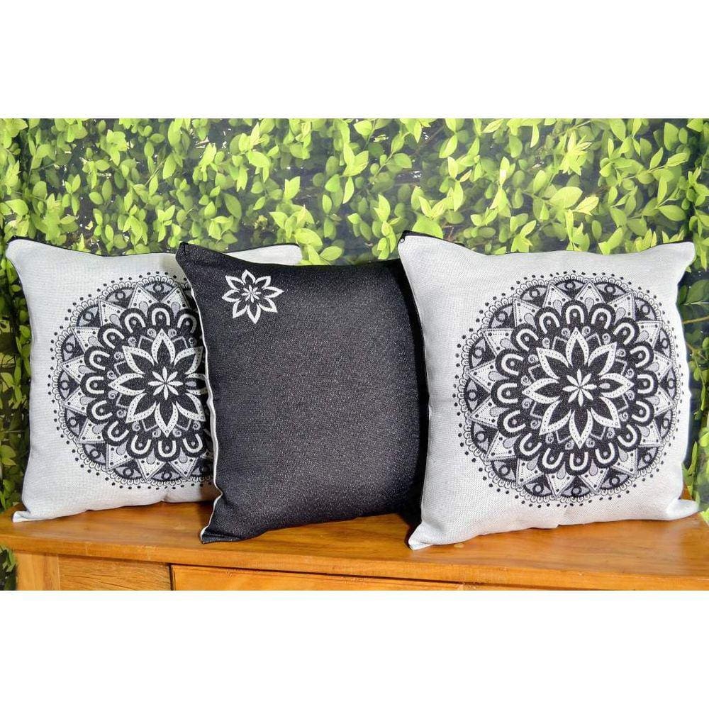 Kit Capas de Almofadas Rústico Dupla Face 3 Peças - Celine