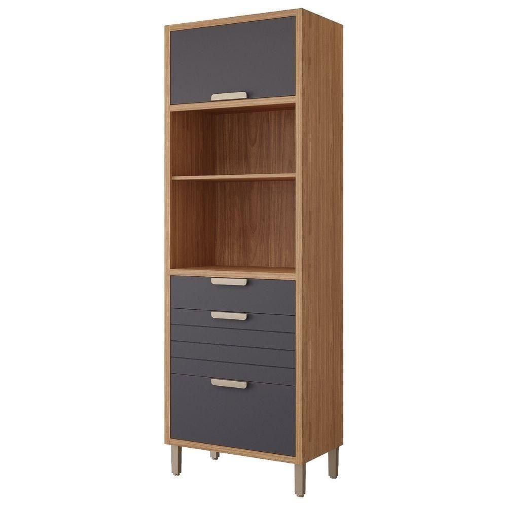 Torre Quente 100%Mdf 70Cm 2 Nichos Para Forno 2 Portas E 2 Gavetas Eloise Mgm Móveis Freijó/Titanium