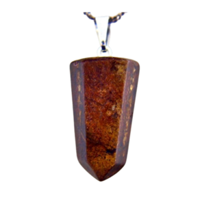 Colar Pontinha Pedra Bronzita Presilha e Pino Prateado