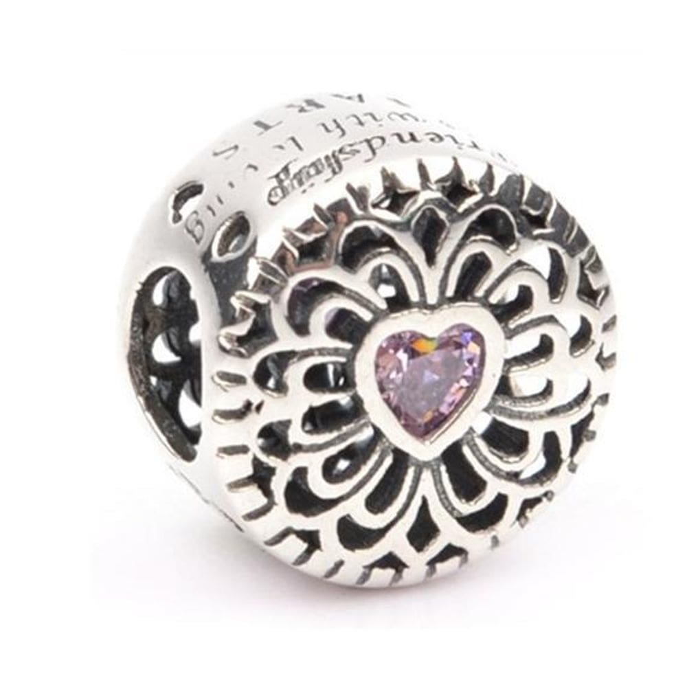 Berloque Separador Coração Rosa