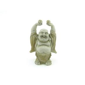 Estátua Buda Rindo Com Bola Cor Cimento Resina 10 Cm