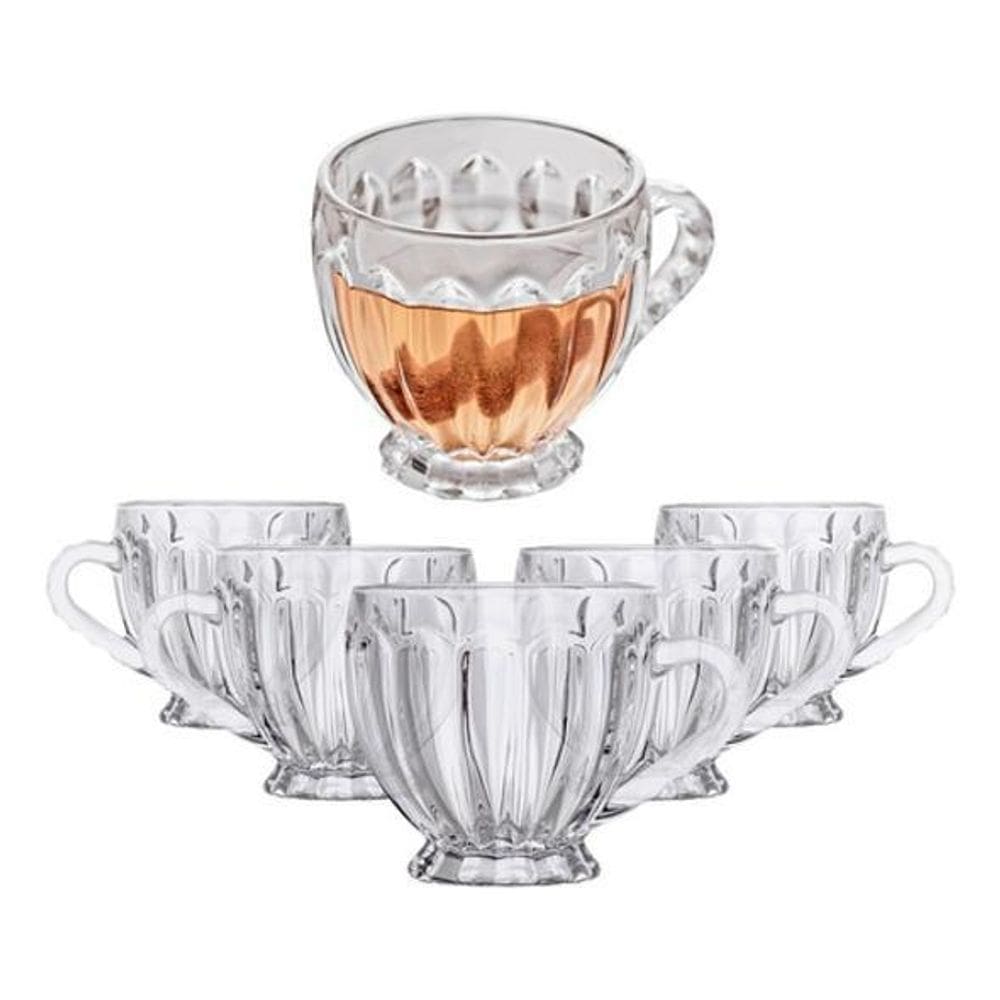 Jogo 6 Xícaras de Vidro Cristalino - 200ml