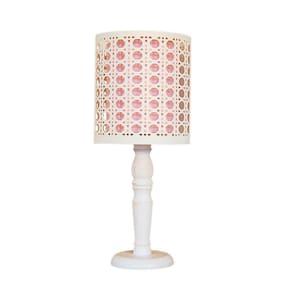 Abajur Cúpula com Recorte Tom Luz Iluminação Rosa/Branco