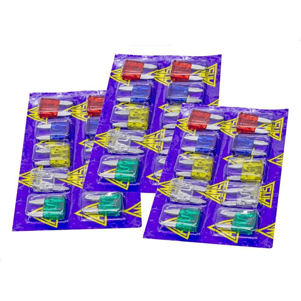 Kit 3 Cartela Fusível Mini Carro 30 Pcs 10A 15A 20A 25A 30A