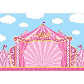 Painel Retangular 3D Sublimado Circo Rosa 2,0X1,5 Frt-151