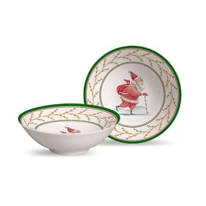 Conj. 6 Bowls Decorados 300ml Cerâmica Branca
