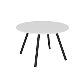 Mesa Redonda Infantil 60cm Pé Palito Betina Preto fosco / Branco