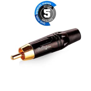 Kit Com 5 Conectores Rca Linha Gold - Preto - Cirilo Cabos