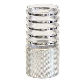 Vaso De Vidro Decorativo Anéis Prateados 33 X 17