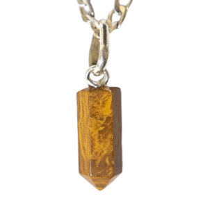 Colar Micro Pontinha Jaspe Amarelo Montagem Prata 950
