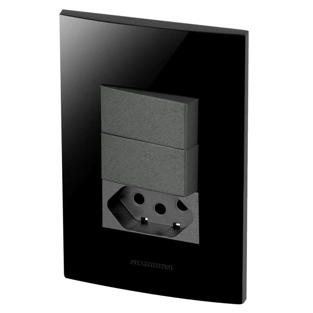 Conjunto 2 Simples + 1 Tomada 20A - Inova Black / Grafite