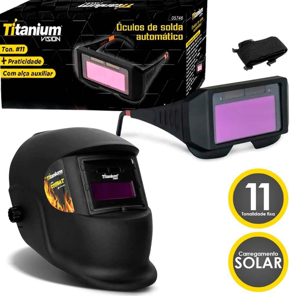 Kit Máscara Solda Automática + Óculos Soldador Ton11