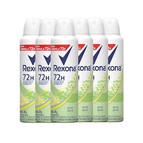 Kit Desodorante Aerosol Rexona Erva Doce Feminino 150ml - 6 Unidades