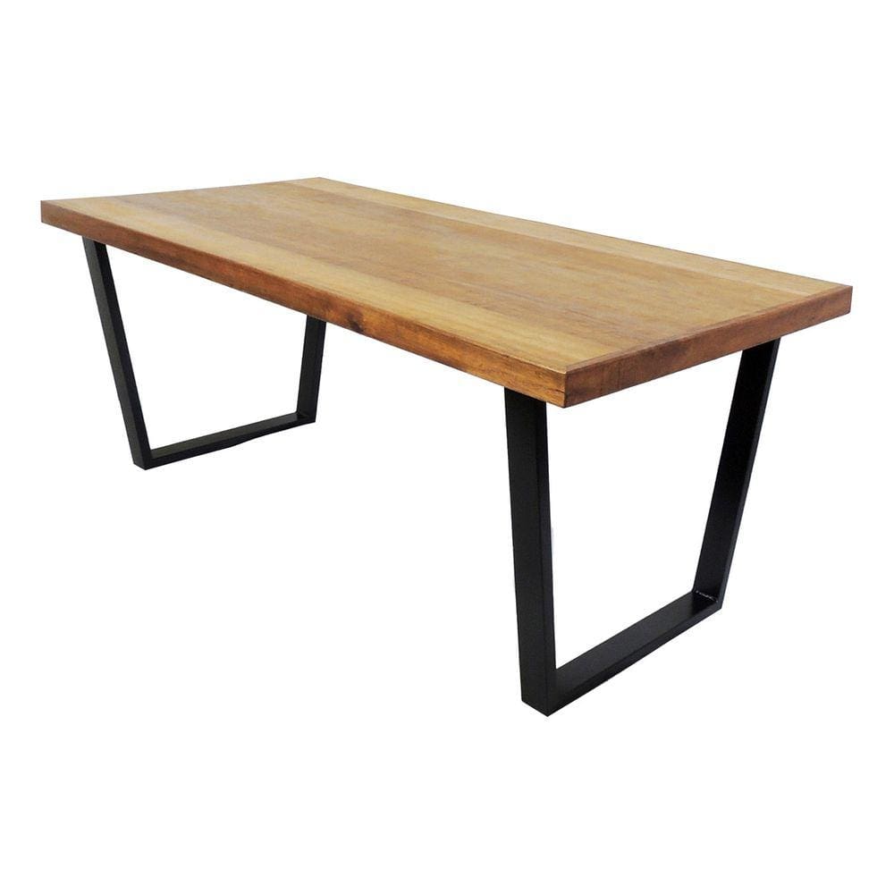 Mesa Industrial Diamond Madeira Maciça 1,30m Ferragem Preta