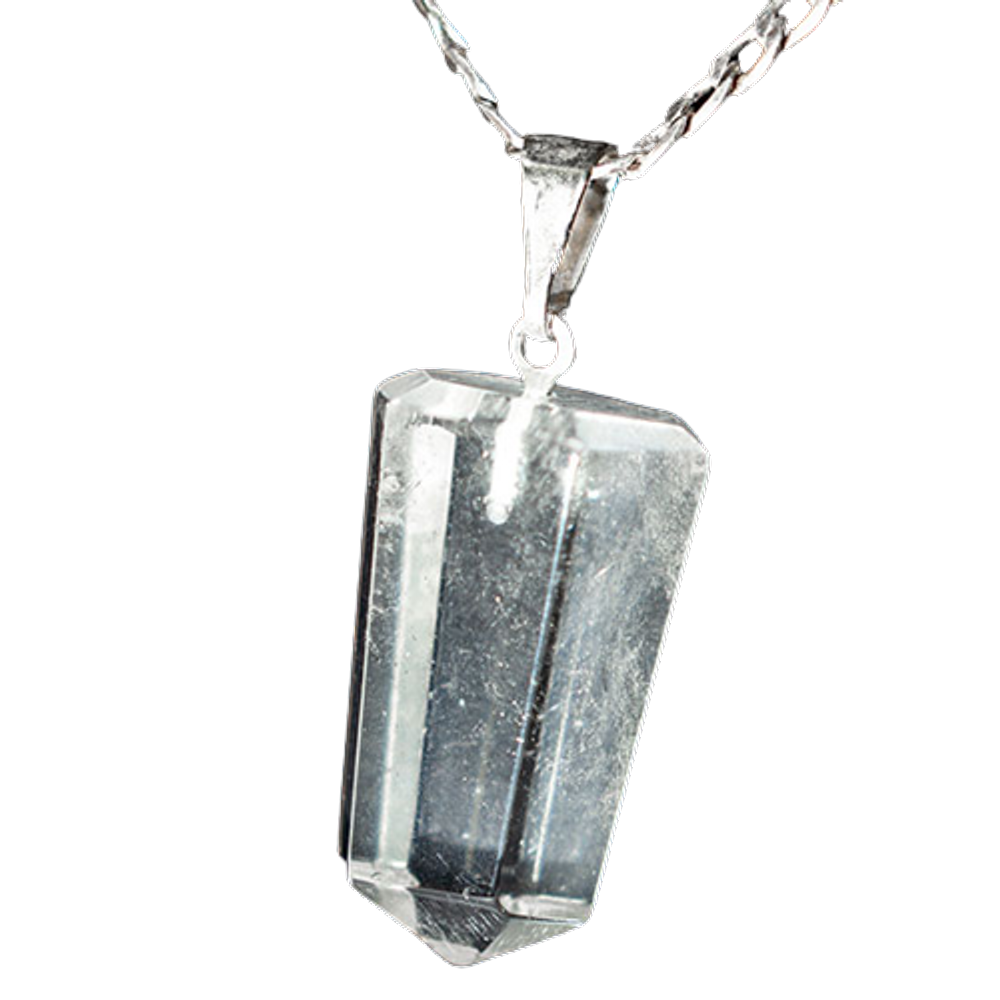 Colar Pontinha Pedra Cristal Quartzo Montagem em Prateado