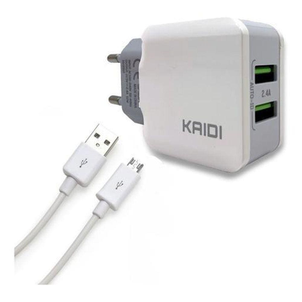 Carregador Celular Tablet 2 Usb Kaidi Kd-301s - Branco