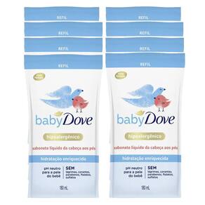 kit 8 Sabonetes Líquido Baby Dove Hidratação Enriquecida Refil 180ml