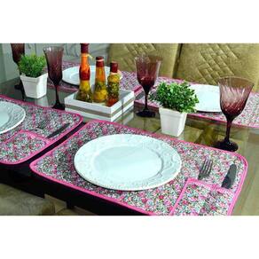 Lugar Americano Individual Matelado - Floral Rosa Pink