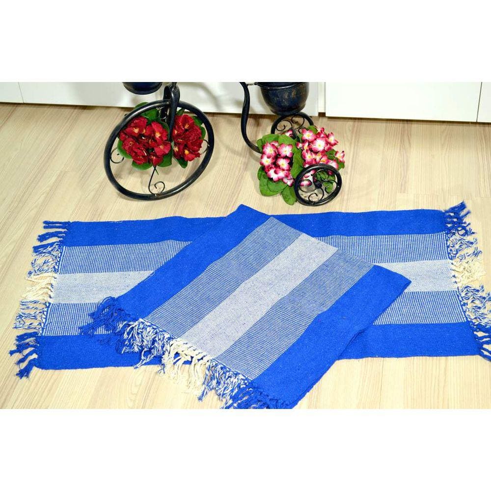 Par de Tapetes de Tear Retangular - Degradê Azul