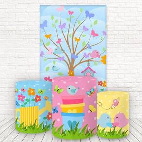 Painel Retangular E Capas 3D Sublimado Jardim Fkpc-890