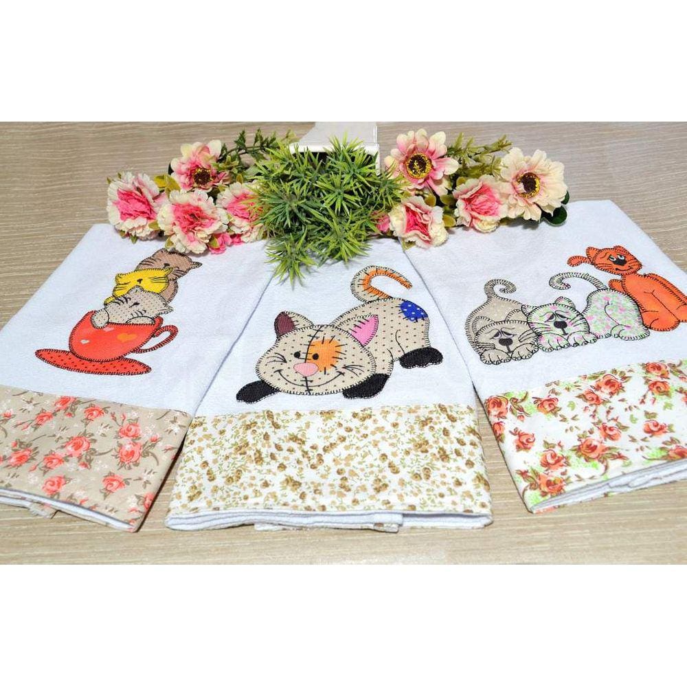 Kit Pano de Pratos 3 peças - Gatinhos