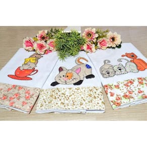 Kit Pano de Pratos 3 peças - Gatinhos