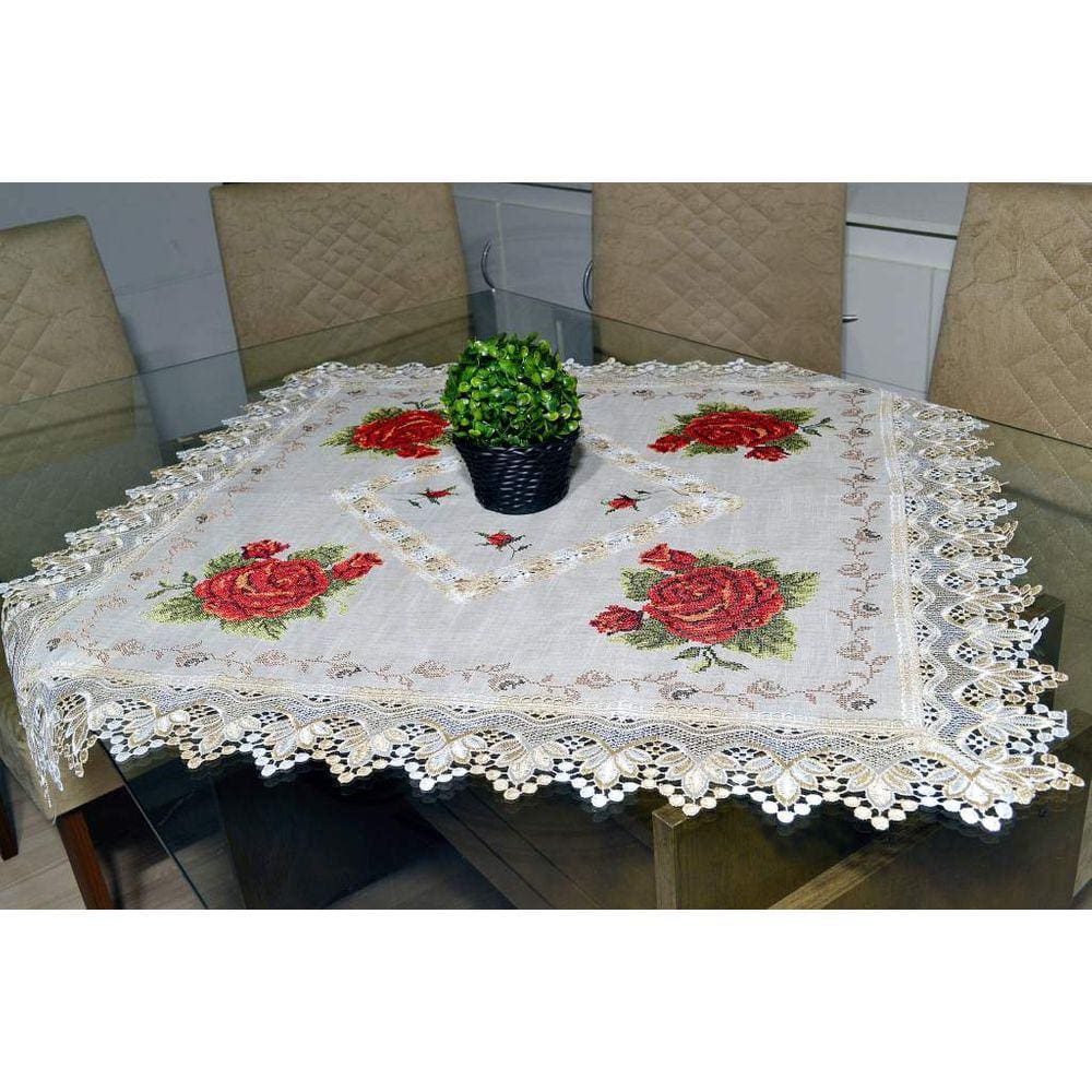 Toalha de Centro Flores Vermelhas