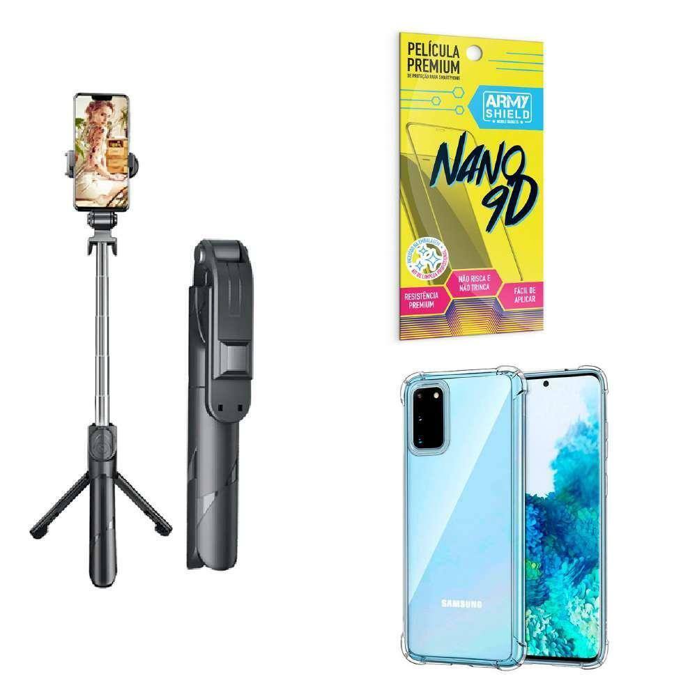 Kit Tripé De Selfie + Capinha Samsung S20 + Película 9D