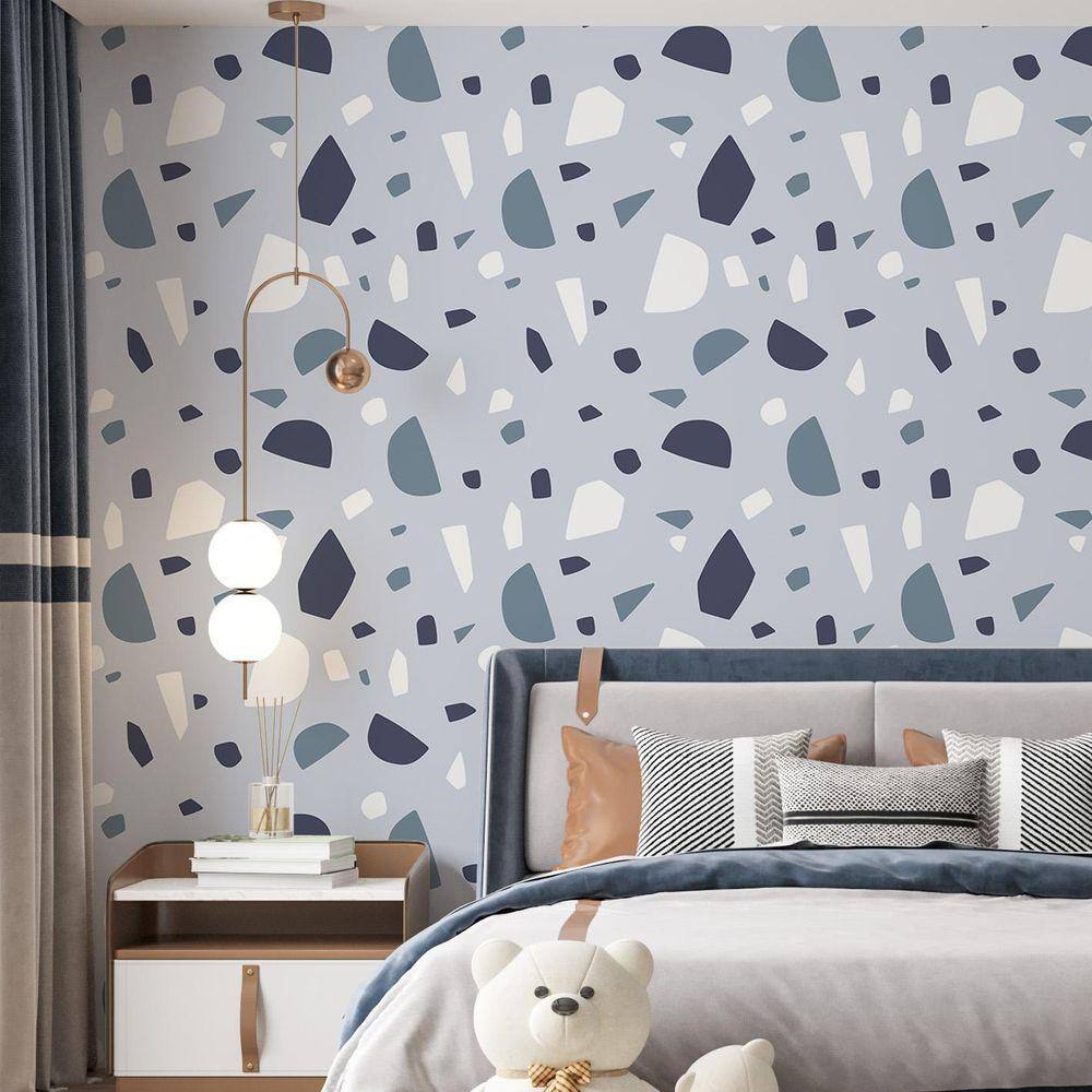 Kit 8 Rolos Papel De Parede Adesivo Granilite Azul 3,0M