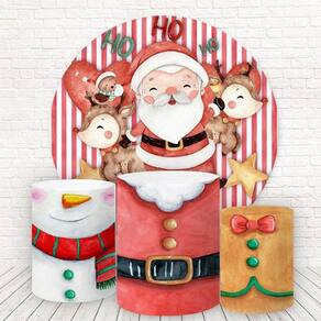 Painel Redondo E Capas Tecido Sublimado Natal Fkpc-1015